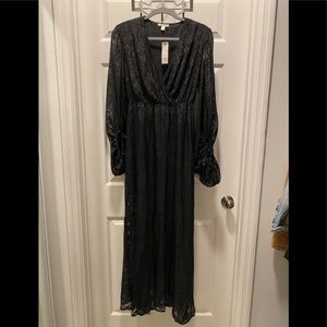 Black semi see through floral design dress